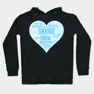 Skiing Heart Blue Hoodie